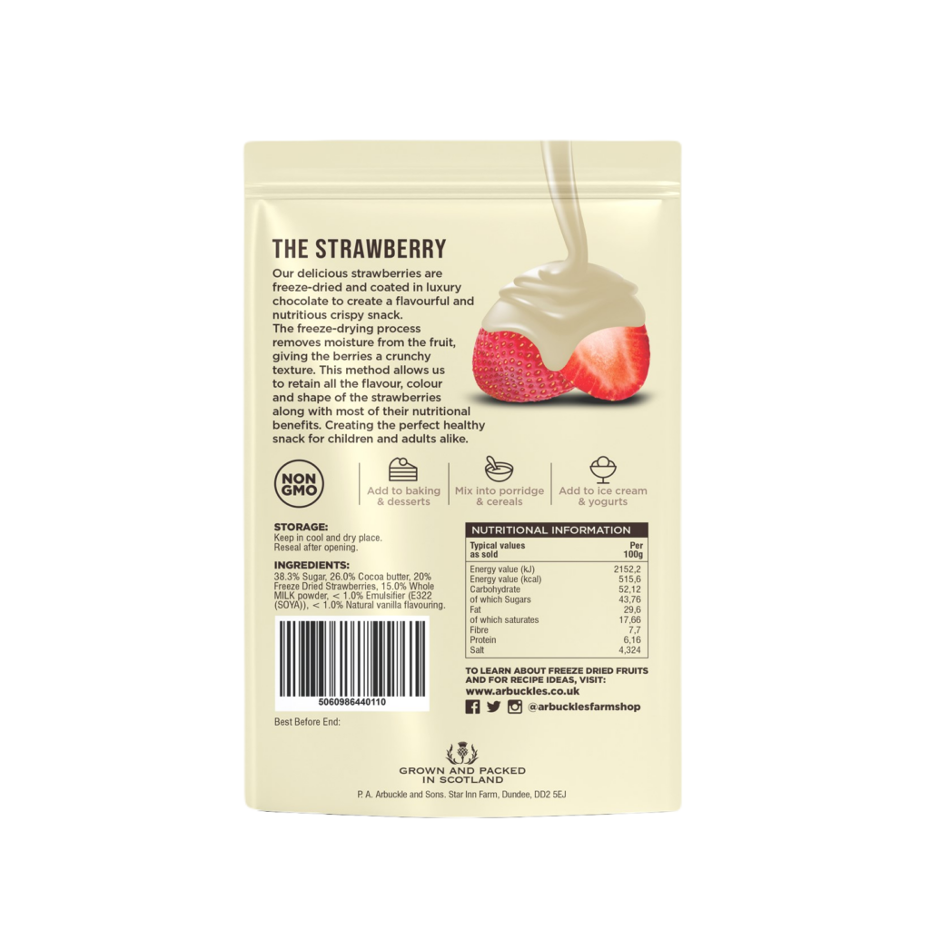 Freeze Dried Strawberries in White Chocolate | Arbuckle's Farm Shop