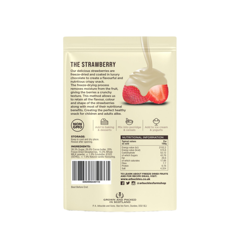 Freeze Dried Strawberries in White Chocolate | Arbuckle's Farm Shop