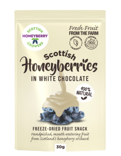 Freeze Dried Honeyberries in Luxury White Belgian Chocolate